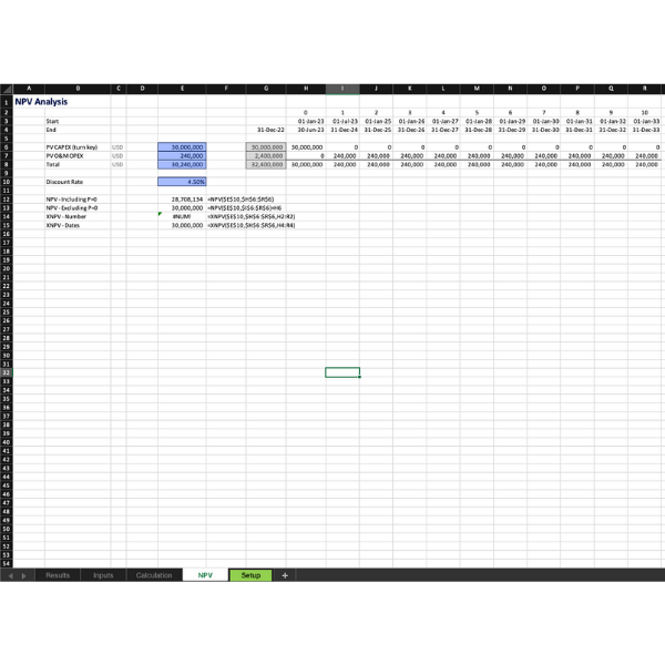 Multiple Technologies LCOE & LCOS Excel Templates