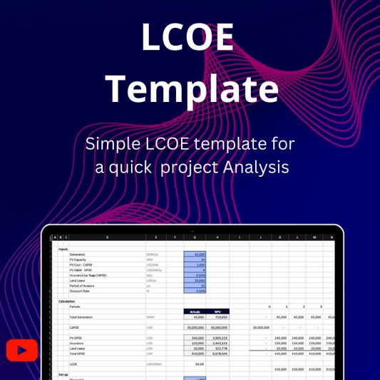 Simple Levelized Cost of Electricity (LCOE) template