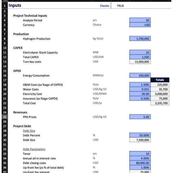 Hydrogen Financial Model